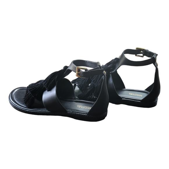 Michael Kors Gallagher Thong Sandals Womens Size 8.5M Black Leather T-Strap - Picture 5 of 7